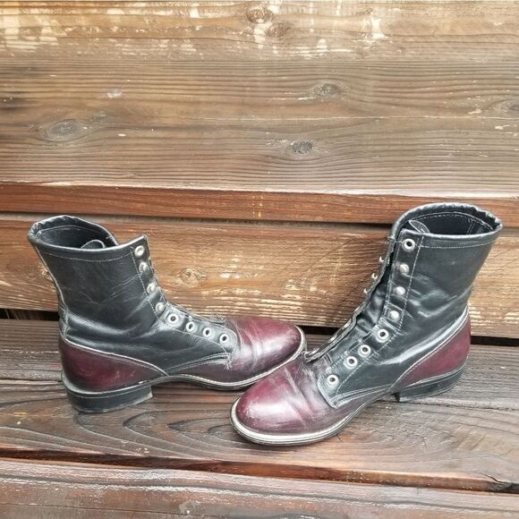 Laredo Shoes - Laredo Womens Black Leather Lace Up Kilt Western Ankle Boot Made in the USA 6.5